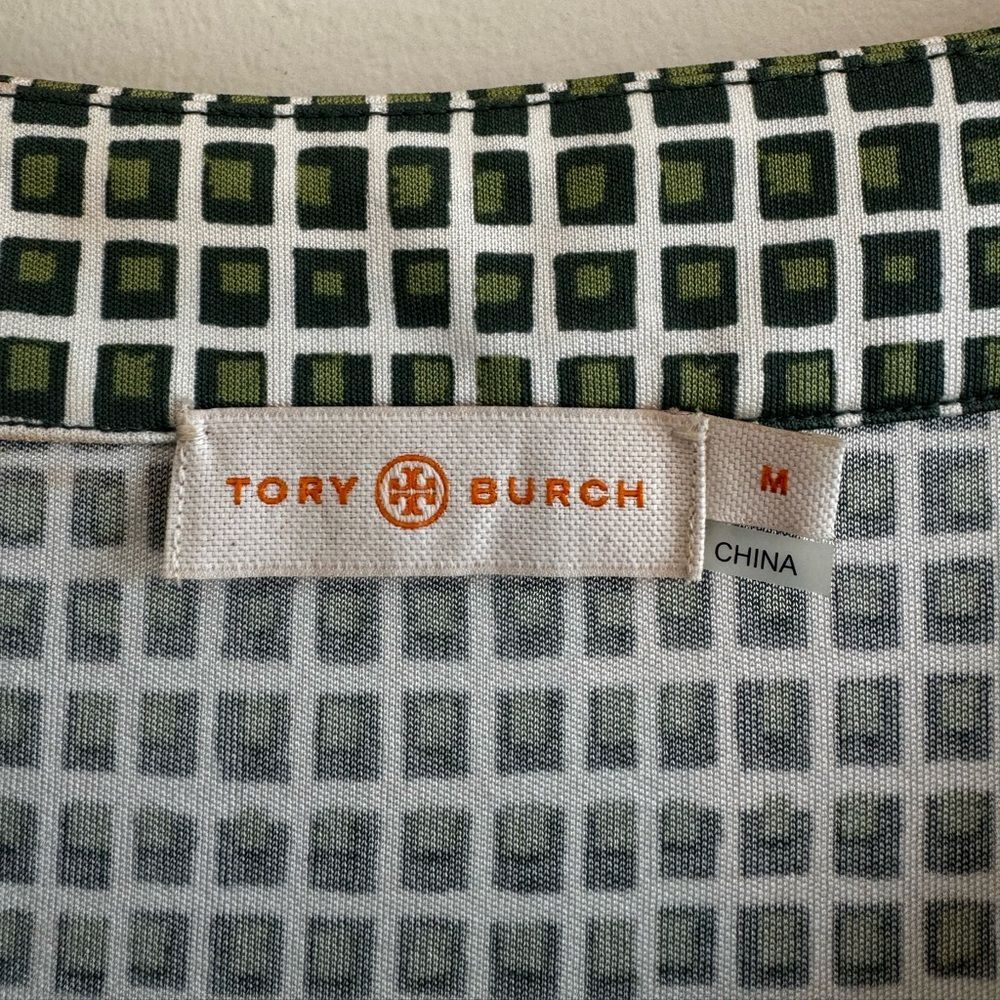 Tory Burch 100% Silk Green Blocks Dress Size Medium - Picture 4 of 8